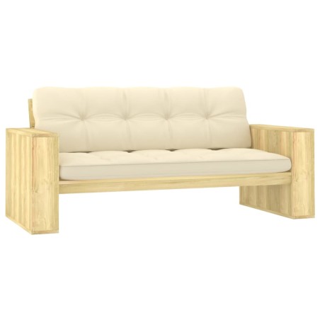 vidaXL Banco de jardín y cojines crema madera de pino impregnada 179cm
