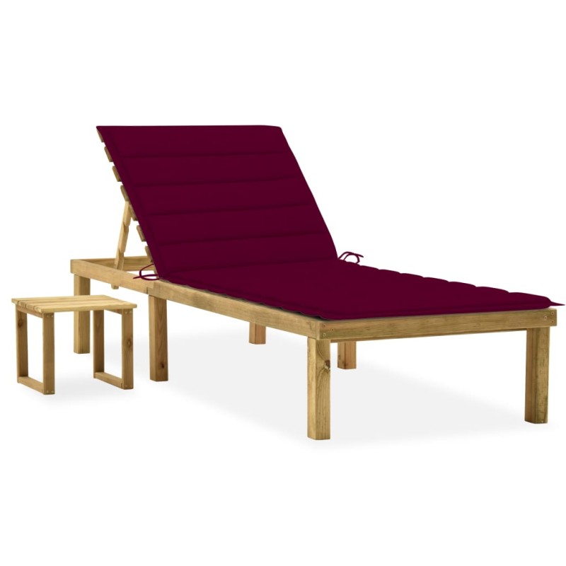 vidaXL Tumbona de jardín con mesa y cojín de madera de pino impregnada vidaXL Tumbona de jardín con mesa y cojín de madera de pino impregnada