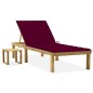 vidaXL Tumbona de jardín con mesa y cojín de madera de pino impregnada vidaXL Tumbona de jardín con mesa y cojín de madera de pino impregnada