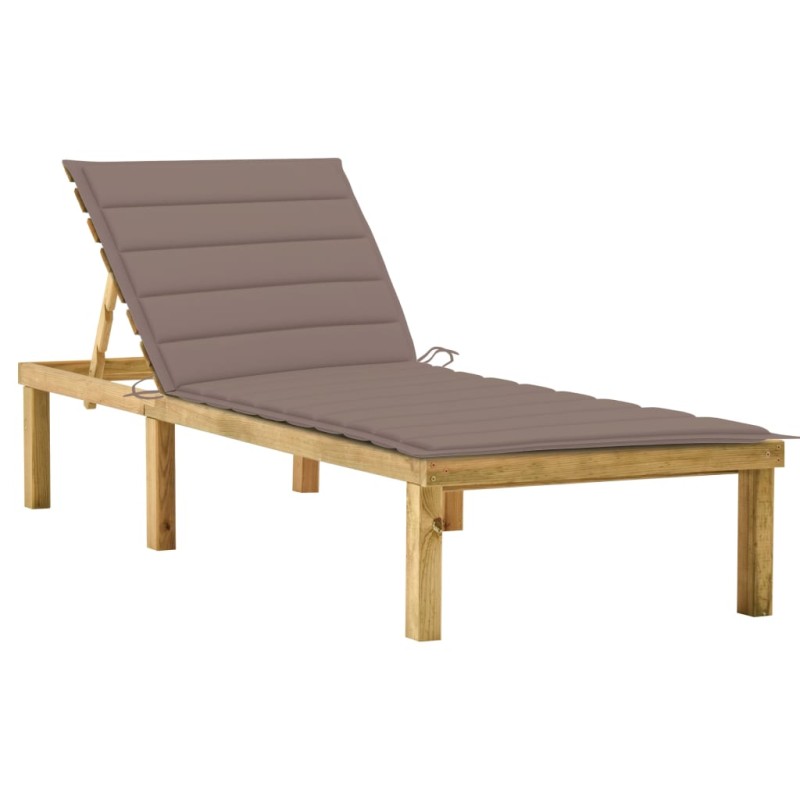 vidaXL Tumbona con cojín gris taupé madera de pino impregnada vidaXL Tumbona con cojín gris taupé madera de pino impregnada