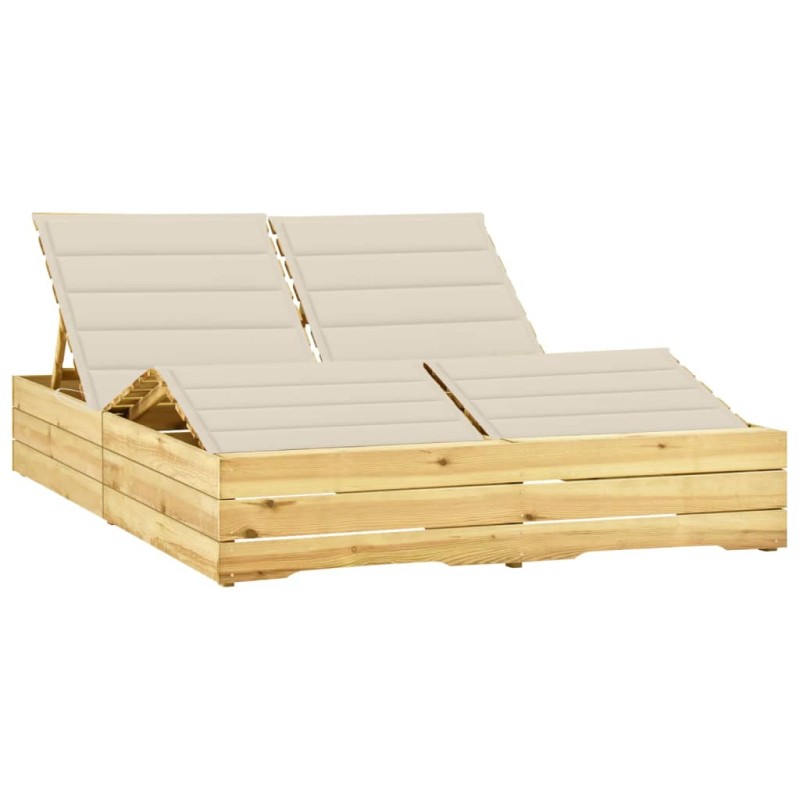 vidaXL Tumbona doble y cojines madera pino impregnada crema vidaXL Tumbona doble y cojines madera pino impregnada crema