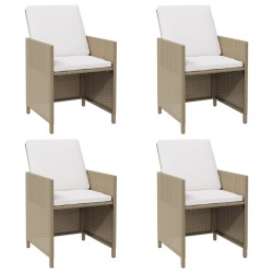 vidaXL Sillas de jardín con cojines 4 unidades ratán sintético beige