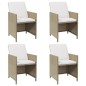 vidaXL Sillas de jardín con cojines 4 unidades ratán sintético beige vidaXL Sillas de jardín con cojines 4 unidades ratán sintético beige