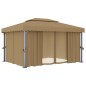 vidaXL Cenador con cortina gris taupe aluminio 4x3 m vidaXL Cenador con cortina gris taupe aluminio 4x3 m