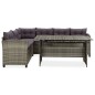 vidaXL Set de muebles de jardín 2 pzas y cojines ratán sintético gris vidaXL Set de muebles de jardín 2 pzas y cojines ratán sintético gris