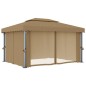 vidaXL Cenador con cortina gris taupe aluminio 4x3 m vidaXL Cenador con cortina gris taupe aluminio 4x3 m