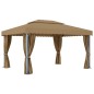 vidaXL Cenador con cortina gris taupe aluminio 4x3 m vidaXL Cenador con cortina gris taupe aluminio 4x3 m