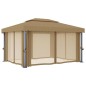 vidaXL Cenador con cortina gris taupe aluminio 4x3 m vidaXL Cenador con cortina gris taupe aluminio 4x3 m