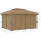 vidaXL Cenador con cortina gris taupe aluminio 4x3 m vidaXL Cenador con cortina gris taupe aluminio 4x3 m