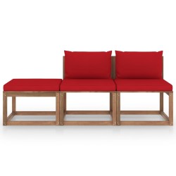 vidaXL Set de jardín palets 3 pzas con cojines madera pino impregnada