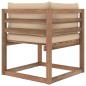 vidaXL Sofá de esquina de palets para jardín con cojines beige vidaXL Sofá de esquina de palets para jardín con cojines beige