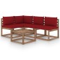 vidaXL Juego de muebles de jardín 5 piezas con cojines rojo tinto