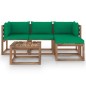 vidaXL Juego de muebles de jardín 5 piezas con cojines verdes vidaXL Juego de muebles de jardín 5 piezas con cojines verdes