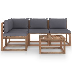 vidaXL Juego de muebles de jardín 5 piezas con cojines antracita