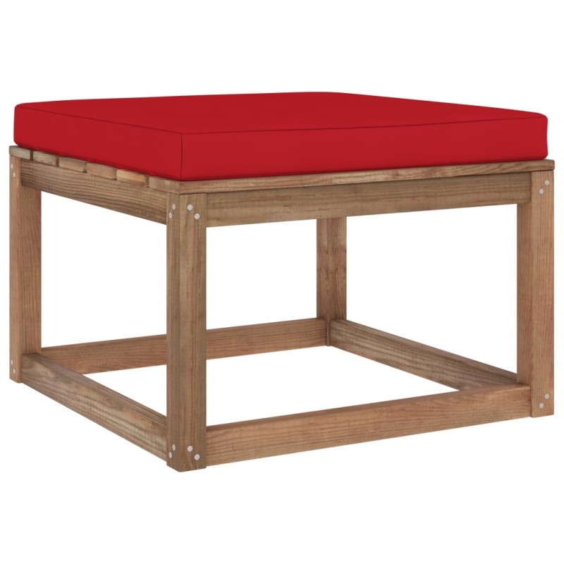 vidaXL Reposapiés de jardín con cojín rojo vidaXL Reposapiés de jardín con cojín rojo