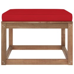 vidaXL Reposapiés de jardín con cojín rojo