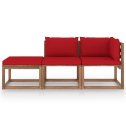 vidaXL Set de jardín palets 3 pzas con cojines madera pino impregnada