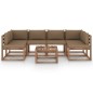vidaXL Muebles de jardín de palets 7 pzs con cojines madera impregnada