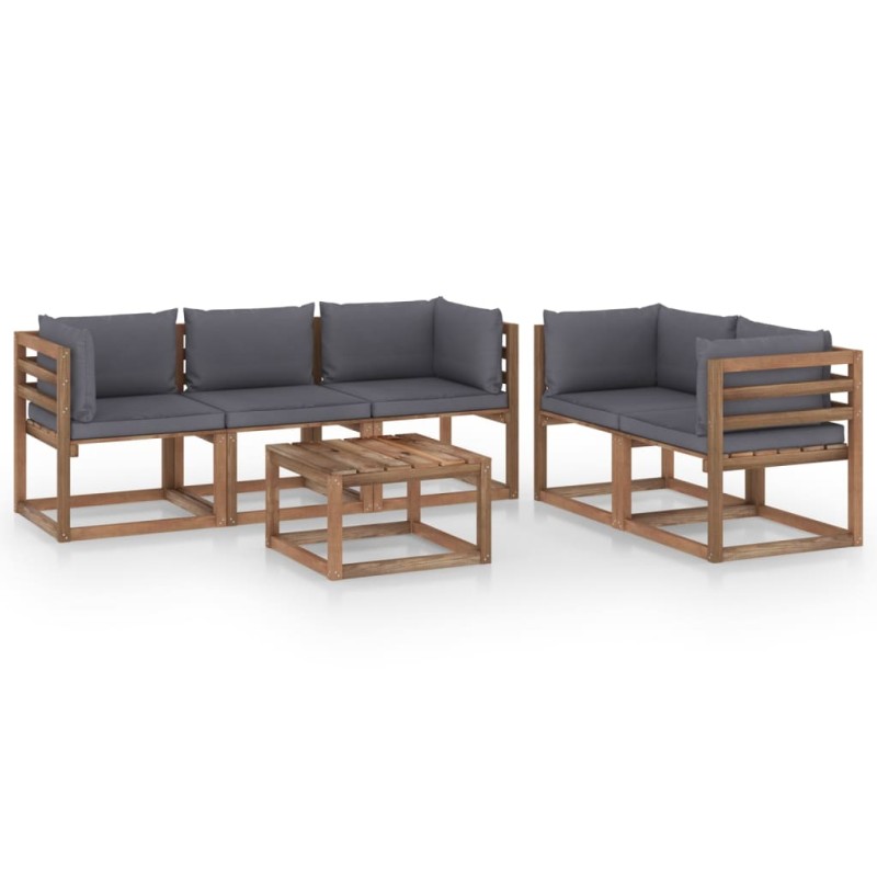 vidaXL Juego de muebles de jardín 6 piezas con cojines gris antracita vidaXL Juego de muebles de jardín 6 piezas con cojines gris antracita