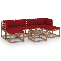 vidaXL Muebles de jardín de palets 7 pzs con cojines madera impregnada