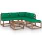 vidaXL Muebles de jardín de palets 6 pzs con cojines madera impregnada vidaXL Muebles de jardín de palets 6 pzs con cojines madera impregnada