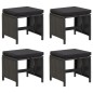 vidaXL Taburetes de jardín 4 unidades y cojines ratán sintético negro vidaXL Taburetes de jardín 4 unidades y cojines ratán sintético negro