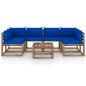 vidaXL Muebles de jardín de palets 7 pzs con cojines madera impregnada vidaXL Muebles de jardín de palets 7 pzs con cojines madera impregnada