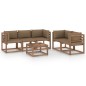 vidaXL Juego de muebles de jardín 6 piezas con cojines taupe vidaXL Juego de muebles de jardín 6 piezas con cojines taupe