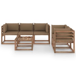 vidaXL Juego de muebles de jardín 6 piezas con cojines taupe