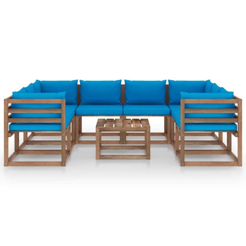vidaXL Set de muebles de jardín 9 piezas con cojines azul claro vidaXL Set de muebles de jardín 9 piezas con cojines azul claro
