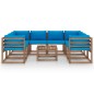 vidaXL Set de muebles de jardín 9 piezas con cojines azul claro vidaXL Set de muebles de jardín 9 piezas con cojines azul claro