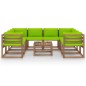 vidaXL Juego de muebles de jardín 9 piezas con cojines verde lima vidaXL Juego de muebles de jardín 9 piezas con cojines verde lima