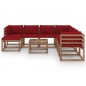 vidaXL Juego de muebles de jardín 9 piezas con cojines rojo vino tinto vidaXL Juego de muebles de jardín 9 piezas con cojines rojo vino tinto