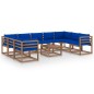 vidaXL Juego de muebles de jardín 10 piezas con cojines azules