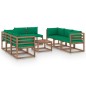 vidaXL Juego de muebles de jardín 9 piezas con cojines verde vidaXL Juego de muebles de jardín 9 piezas con cojines verde
