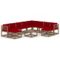 vidaXL Juego de muebles de jardín 11 pzas con cojines rojo vino tinto