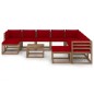 vidaXL Juego de muebles de jardín 11 pzas con cojines rojo vino tinto