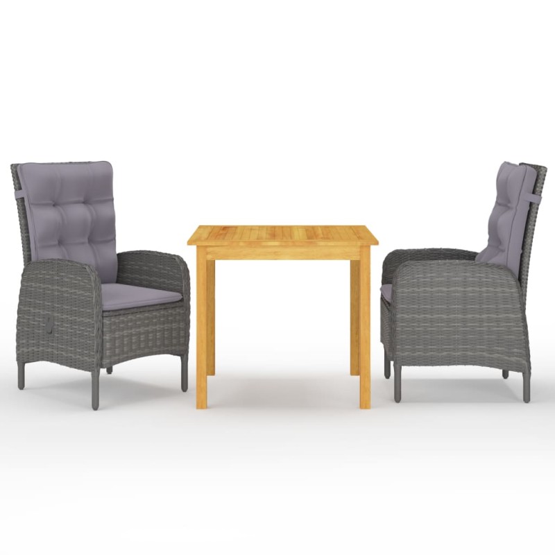 vidaXL Juego de comedor de jardín de 3 piezas gris vidaXL Juego de comedor de jardín de 3 piezas gris