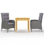 vidaXL Juego de comedor de jardín de 3 piezas gris vidaXL Juego de comedor de jardín de 3 piezas gris