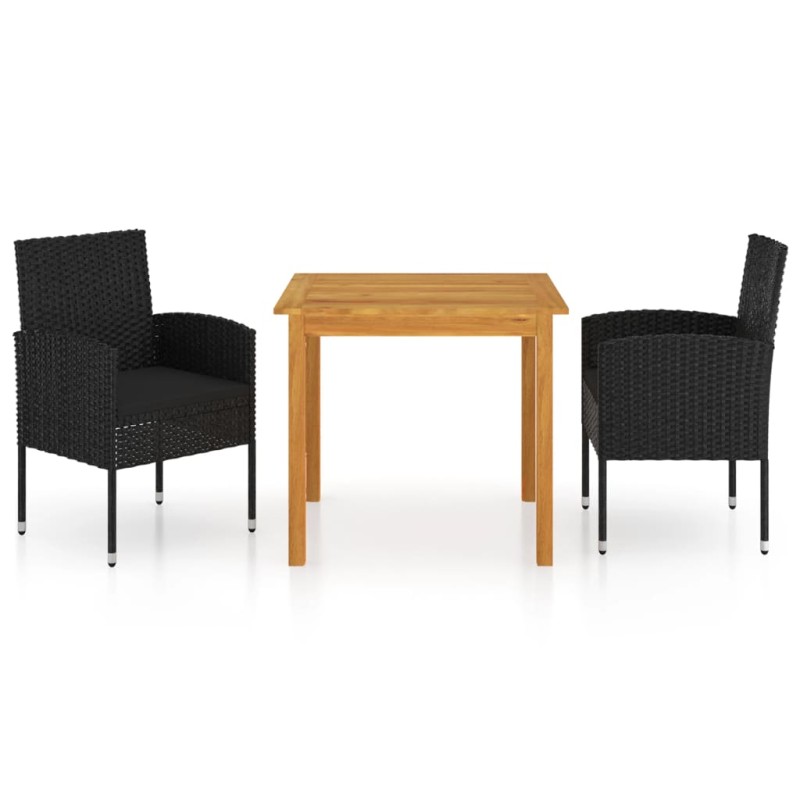 vidaXL Juego de comedor para jardín 3 piezas negro vidaXL Juego de comedor para jardín 3 piezas negro