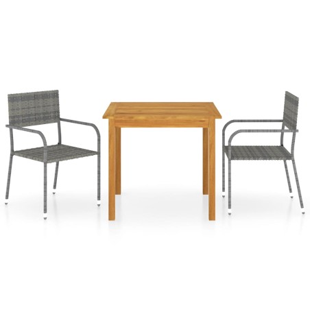 vidaXL Juego de comedor para jardín 3 piezas gris