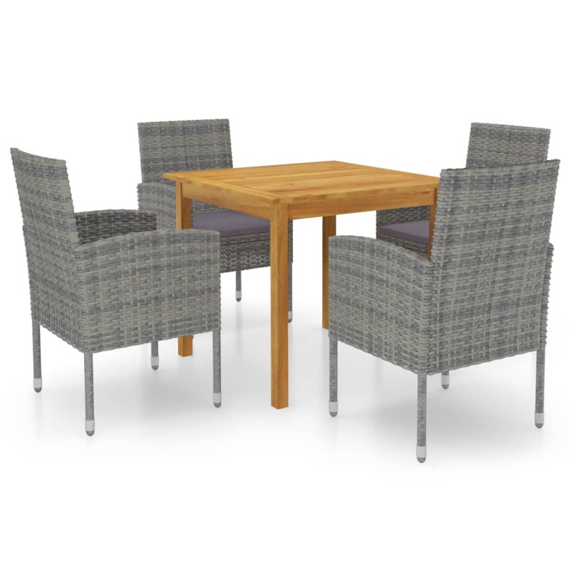 vidaXL Juego de comedor para jardín de 5 piezas gris vidaXL Juego de comedor para jardín de 5 piezas gris