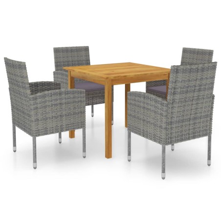 vidaXL Juego de comedor para jardín de 5 piezas gris