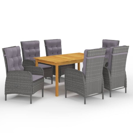 vidaXL Juego de comedor de jardín de 7 piezas gris