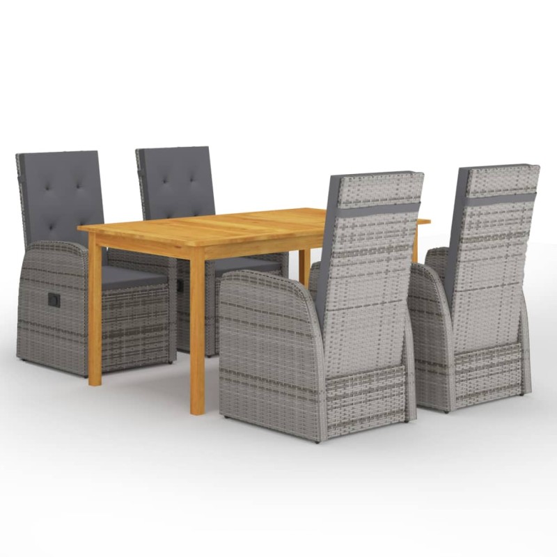 vidaXL Juego de comedor para jardín 5 piezas gris vidaXL Juego de comedor para jardín 5 piezas gris