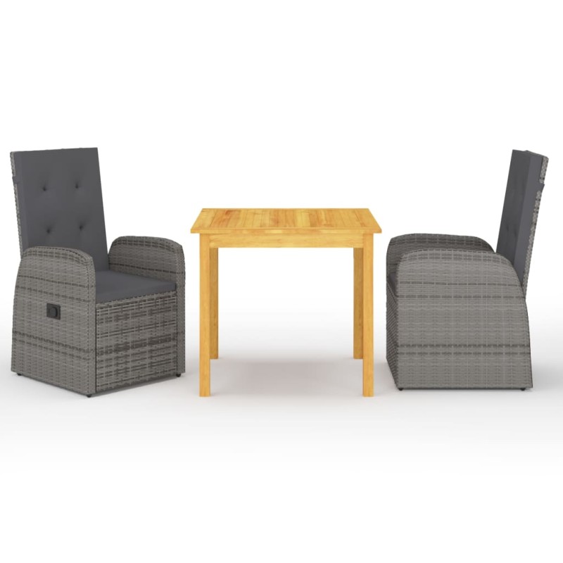 vidaXL Juego de comedor para jardín 3 piezas gris vidaXL Juego de comedor para jardín 3 piezas gris