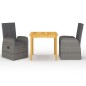 vidaXL Juego de comedor para jardín 3 piezas gris vidaXL Juego de comedor para jardín 3 piezas gris