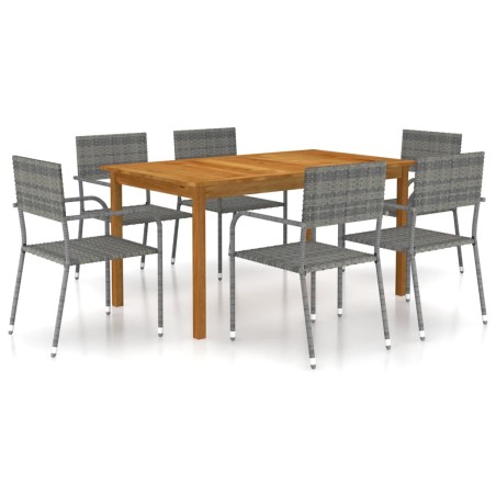 vidaXL Juego de comedor para jardín de 7 piezas gris