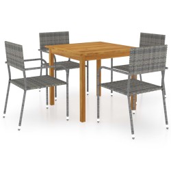 vidaXL Juego de comedor para jardín de 5 piezas gris