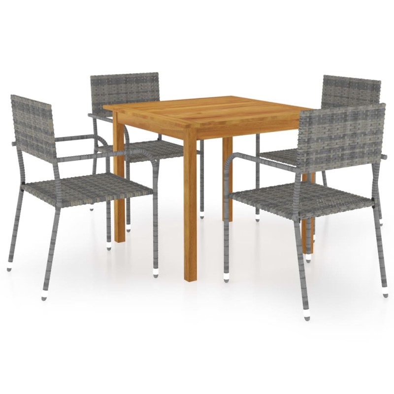 vidaXL Juego de comedor para jardín de 5 piezas gris vidaXL Juego de comedor para jardín de 5 piezas gris